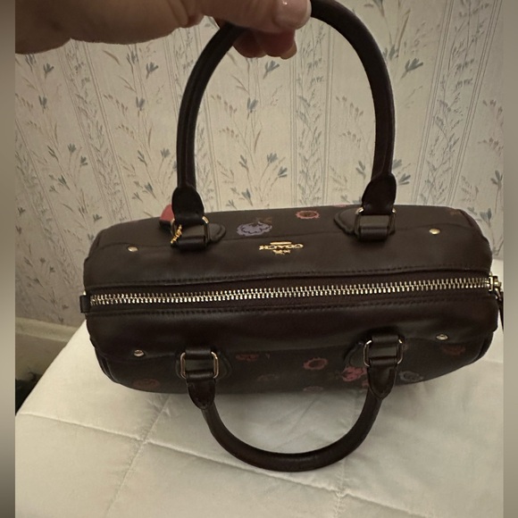 Coach Dark Brown Floral Satchel - Picture 4 of 13